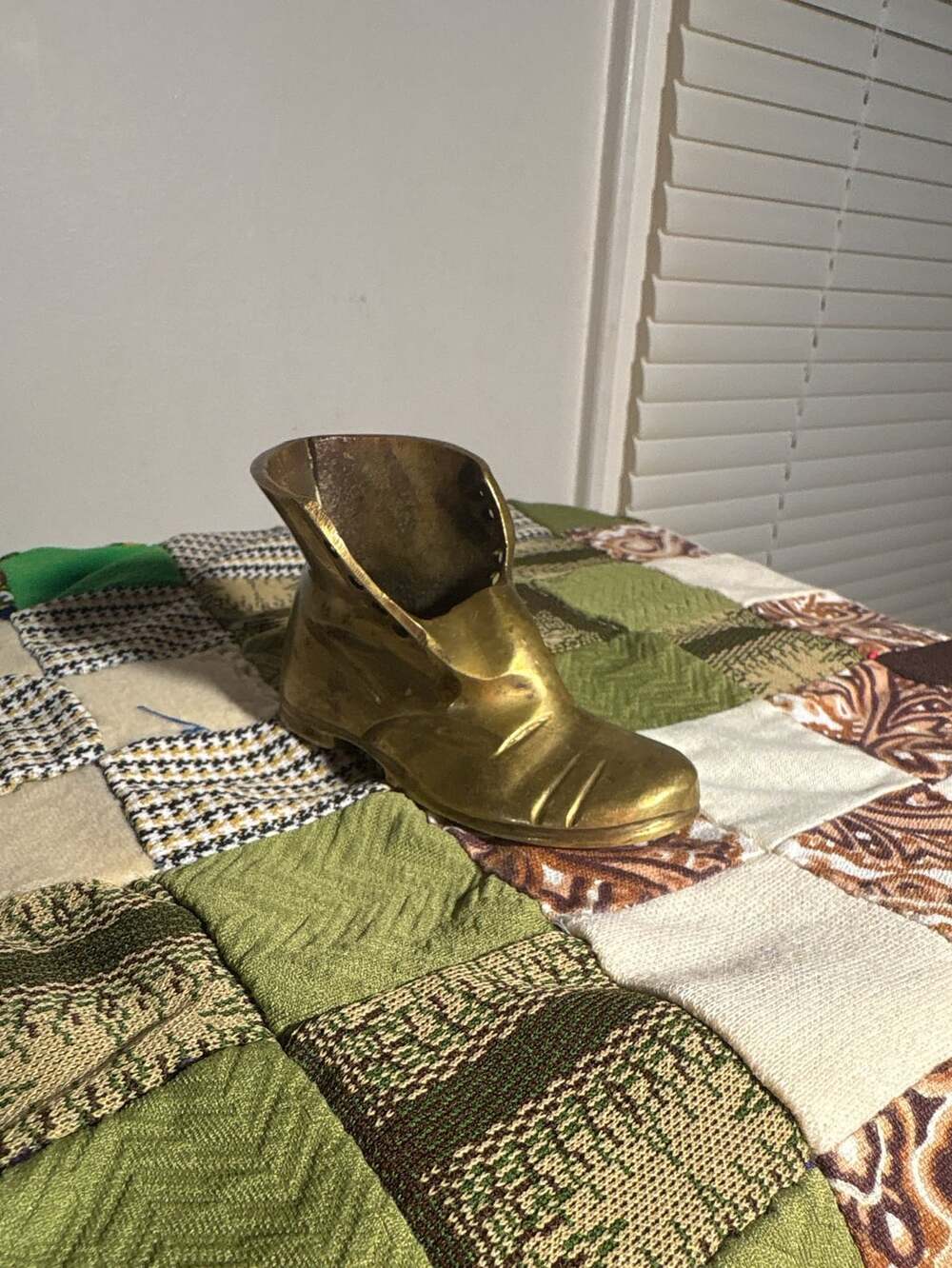 Vintage Brass Boot Desk Container Paperweight